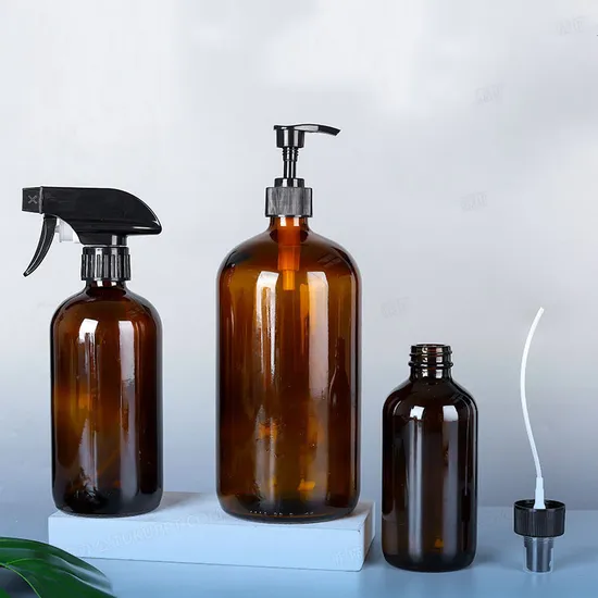 60ml Boston Essential Oil Glass Packaging Round Glass Dropper Amber Eye Cream Drop Bottle 