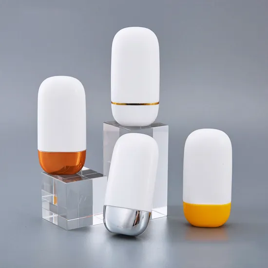 50ml PE Oval Sunscreen Cream Bottle with Lid and Free Sample Plastic Cosmetic Lotion Bottle 