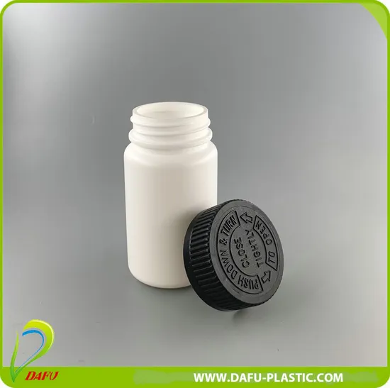 100ml PE Round Shape White Plastic Pill Capsule Bottle with Cap 