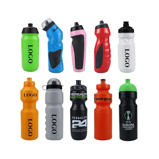 Custom Logo Promotional Reusable BPA Free Squeeze Biking Hiking Cycling Water Bottle PE Plastic Sports Drinking Water Bottle Energy 