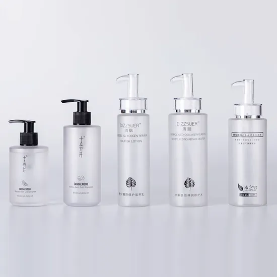 Transparent Frosted Matte Cosmetic 200ml 250ml 300ml Lotion Skin Care Bottle with Luxury Lotion Pump 